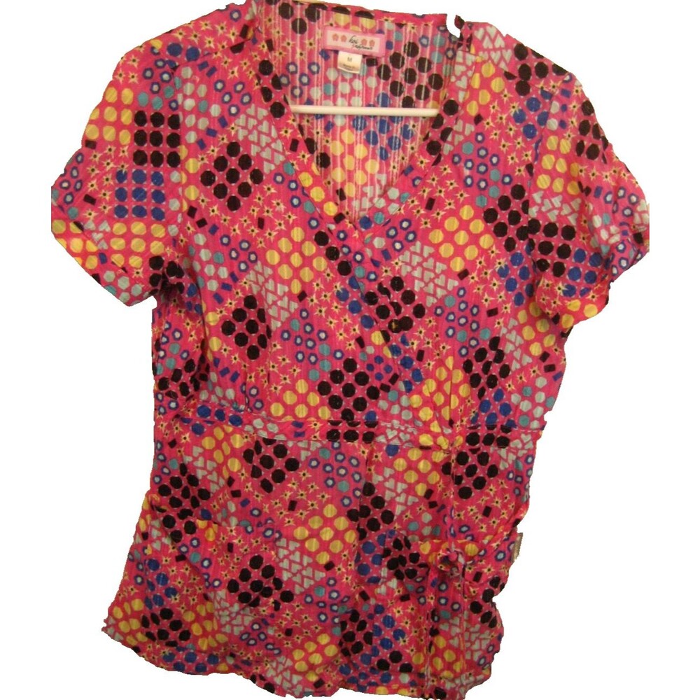 Womens Koi Kathy Pederson Pink SS Medical Scrub Top sz Med